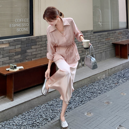 2点セット！【セットアップ 】薄手 UVカットシャツ＋ノースリーブワンピース レディース 夏 2025新作 【JZシリーズ】