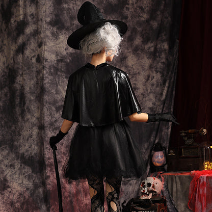 【ハロウィン】コスプレ cos マジック ウィッチ ブラックケープ フックショートスカート レディース