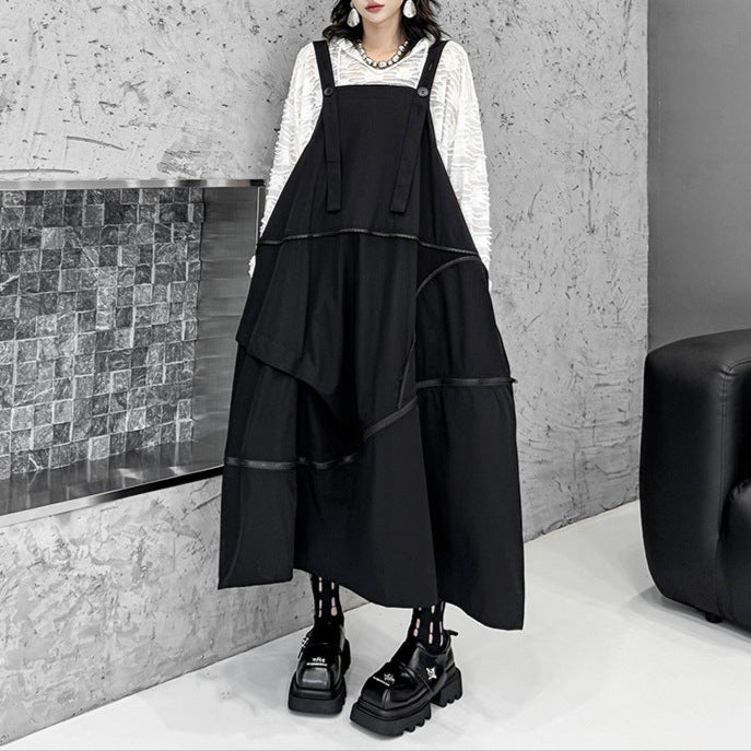 【ワンピース】春 秋 冬 ジッパー切り替えサロペットワンピース 【AHシリーズ】