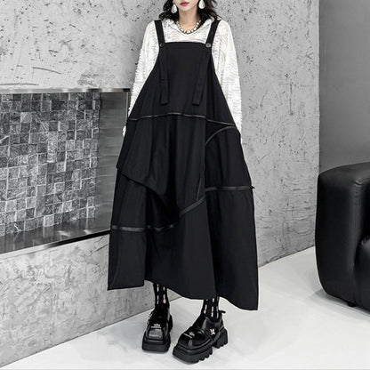 【ワンピース】春 秋 冬 ジッパー切り替えサロペットワンピース 【AHシリーズ】