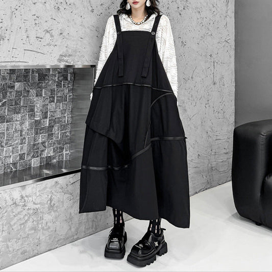 【ワンピース】春 秋 冬 ジッパー切り替えサロペットワンピース 【AHシリーズ】