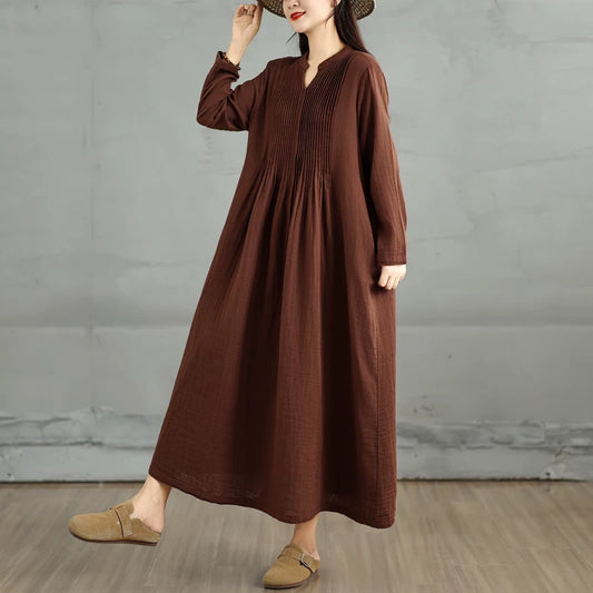 60%OFF⭐️期間限定【ワンピース】新作 レトロ風 ナチュラル系 ゆったり ロングスリーブ ダブルレイヤー シフォン フレア 長袖ワンピース【AHシリーズ】