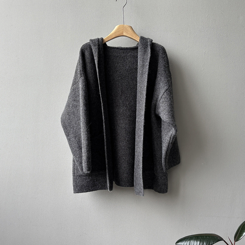 5カラー【アウター】秋冬新作 フード付き ニットカーディガン レディース ゆったり 高見え ルーズ【JZシリーズ】