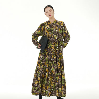 【ワンピース】春 秋 冬 花柄 プリント 長袖 ティアードワンピース 【SHシリーズ】