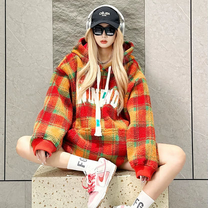 【トップス】フード付き アメリカン刺繍 パーカー レディース ゆったり 裏起毛 厚手【FCシリーズ】