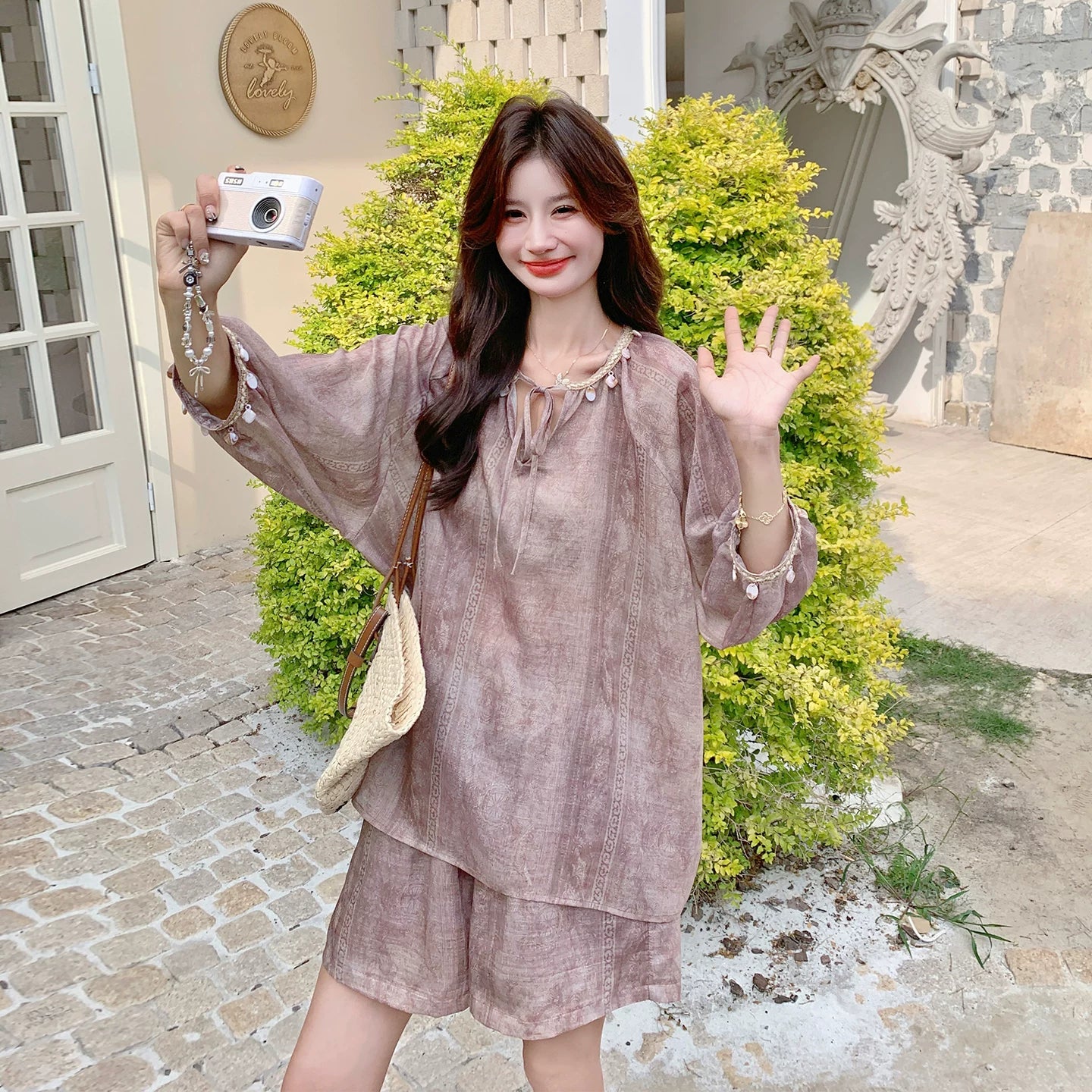 2点セット！【セットアップ】韓国風 半袖トップス×ショートパンツ ゆったり きれいめカジュアル【SHシリーズ】
