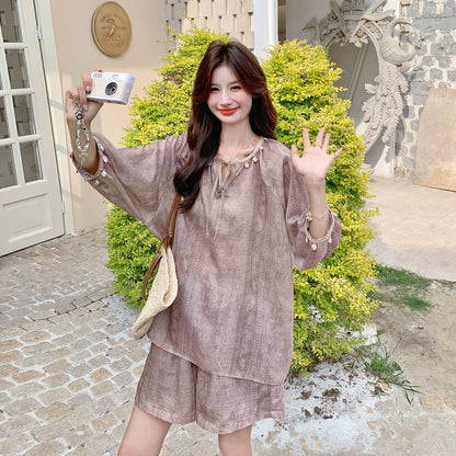 2点セット！【セットアップ】韓国風 半袖トップス×ショートパンツ ゆったり きれいめカジュアル【SHシリーズ】