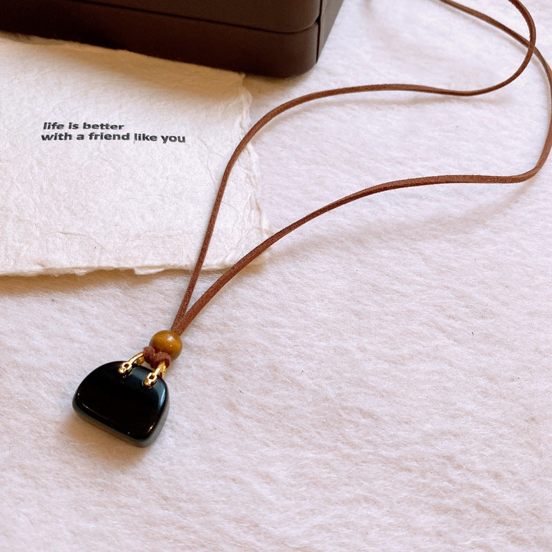 【🎁 B2G1｜先行スタート！】【グッズ】韓国風 カラフル人工タイガーアイ バッグネックレス  ニットチェーン レトロ 高級感 アクセサリー