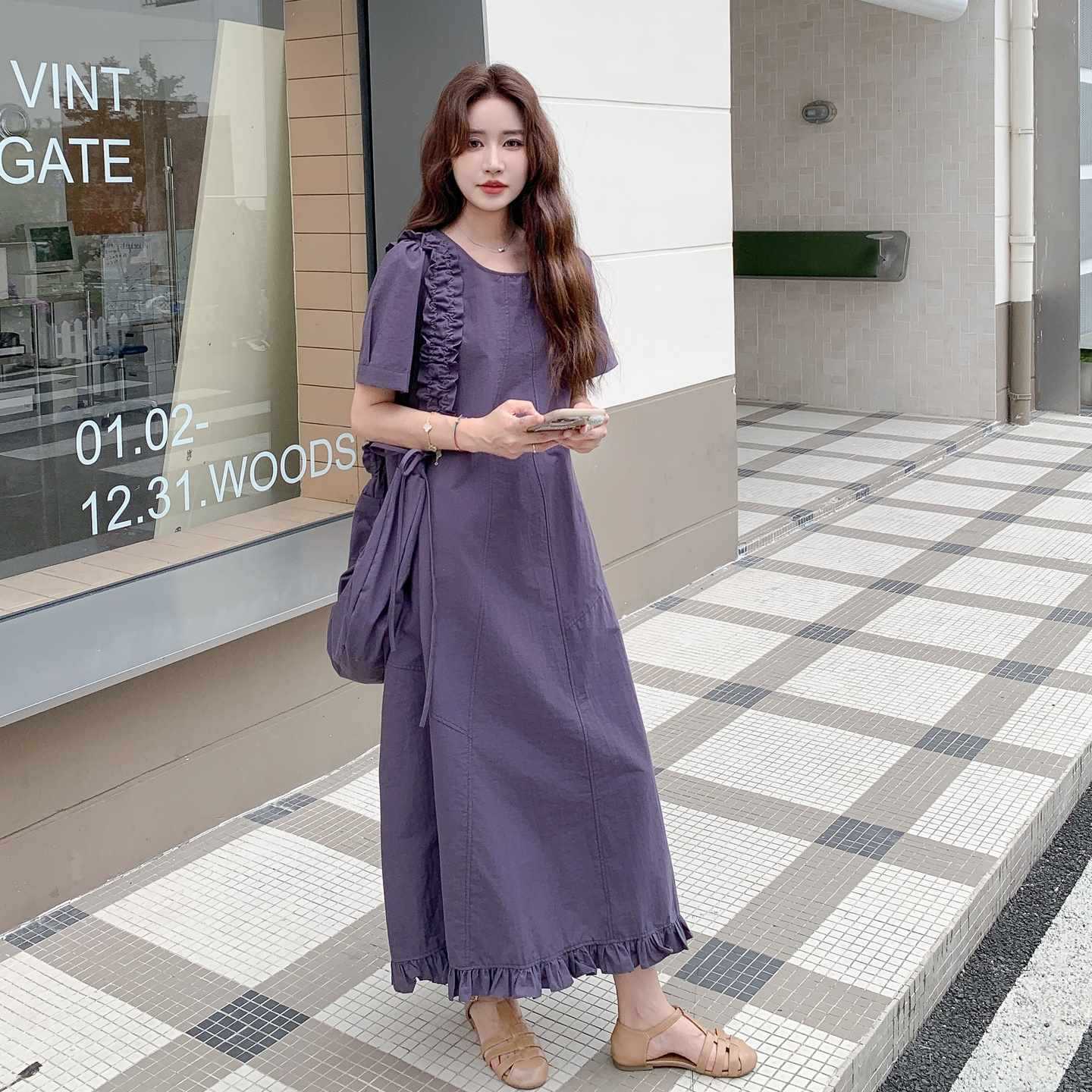 バッグ付き!【ワンピース】 夏新作 レトロ 韓国風 ゆったり 半袖ワンピース