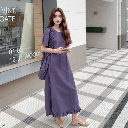 バッグ付き!【ワンピース】 夏新作 レトロ 韓国風 ゆったり 半袖ワンピース
