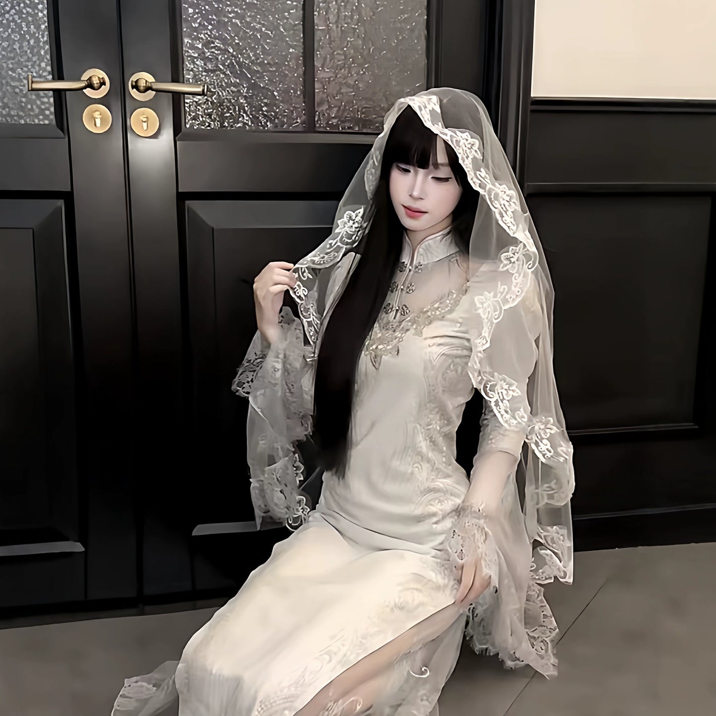 【ハロウィン】ゴシックヴェールセット｜悪魔・幽霊花嫁 コスプレ用 レースドレス 小物