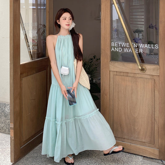 【ワンピース】フレンチスウィート バカンス風 ロマンティックな気質 ノースリーブワンピース