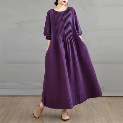 【60%OFF⭐️早い者勝ち】【ワンピース】前後アコーディオンプリーツ 膝下丈 細見え 上品 長袖 レディース【JZシリーズ】