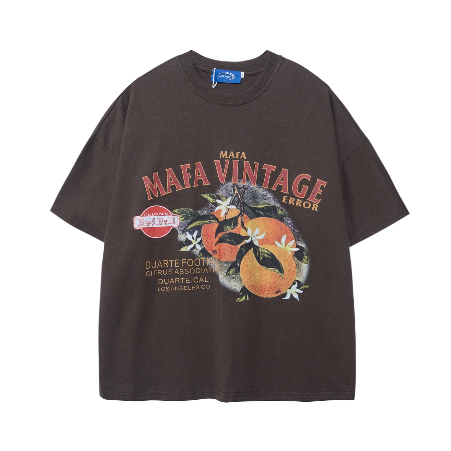 【トップス】レトロ趣味 フルーツ柄 半袖Tシャツ レディース 夏 ゆったり カジュアル【FCシリーズ】【15〜20日発送】