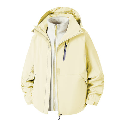 【アウター】ユニセックス アウトドア マウンテンパーカー ゆったりシルエット 3WAY仕様 着脱可能 カップル向け ジャケット【FCシリーズ】