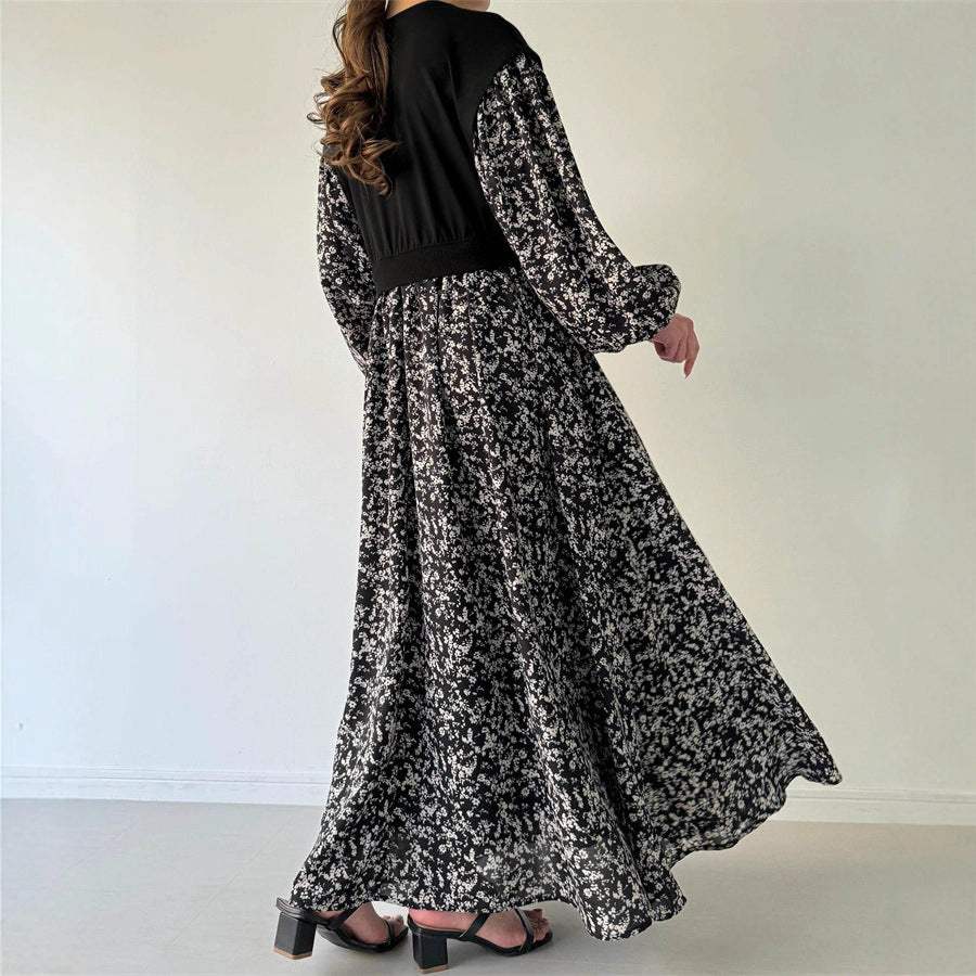 【ワンピース】春 秋 冬 切り替え シフォン ロング 長袖 ワンピース 【JZシリーズ】