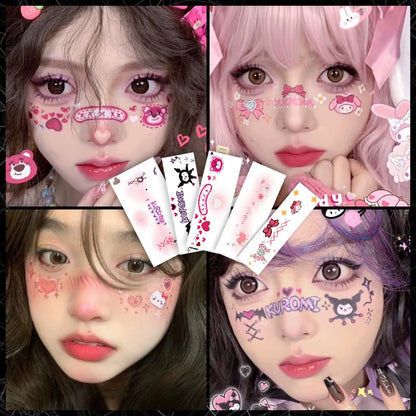 11種類【ハロウィン】ダークゴシック風 メイク用タトゥーシール ハロウィン 薔薇＆茨 フェイスステッカー ハートチーク風 メイクシール