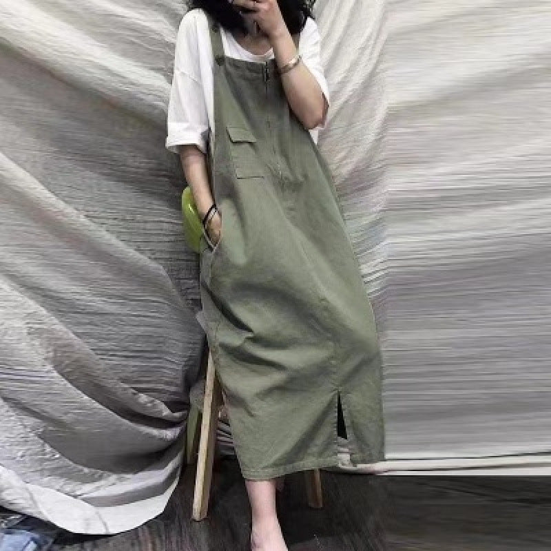 【ワンピース】レトロ ゆったり ミディ丈  レディース インスタ風 ノースリーブ キャミワンピース【JZシリーズ】