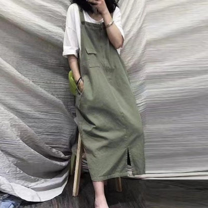 【ワンピース】レトロ ゆったり ミディ丈  レディース インスタ風 ノースリーブ キャミワンピース【JZシリーズ】