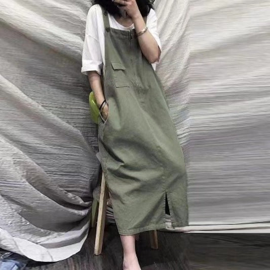 【ワンピース】レトロ ゆったり ミディ丈  レディース インスタ風 ノースリーブ キャミワンピース【JZシリーズ】