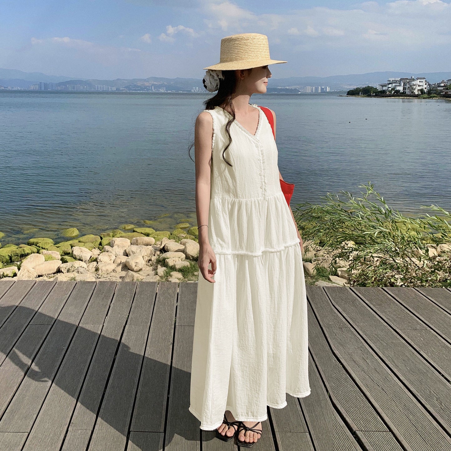 【ワンピース】夏 新作 デザイン感  リゾート風 ノースリーブワンピース【JZシリーズ】