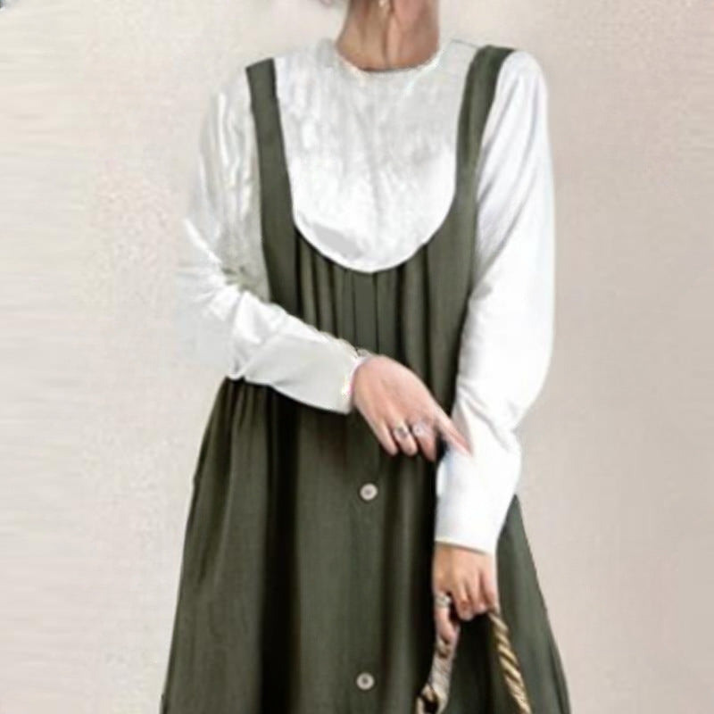 【ワンピース】ナチュラル風 キャミワンピース レディース 春秋 ノースリーブ ロング丈 ゆったりシルエット 体型カバー【JZシリーズ】