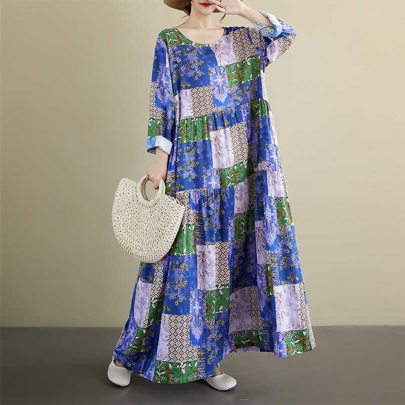 【ワンピース】チェック プリント 春 秋 冬 長袖 ワンピース 【SHシリーズ】