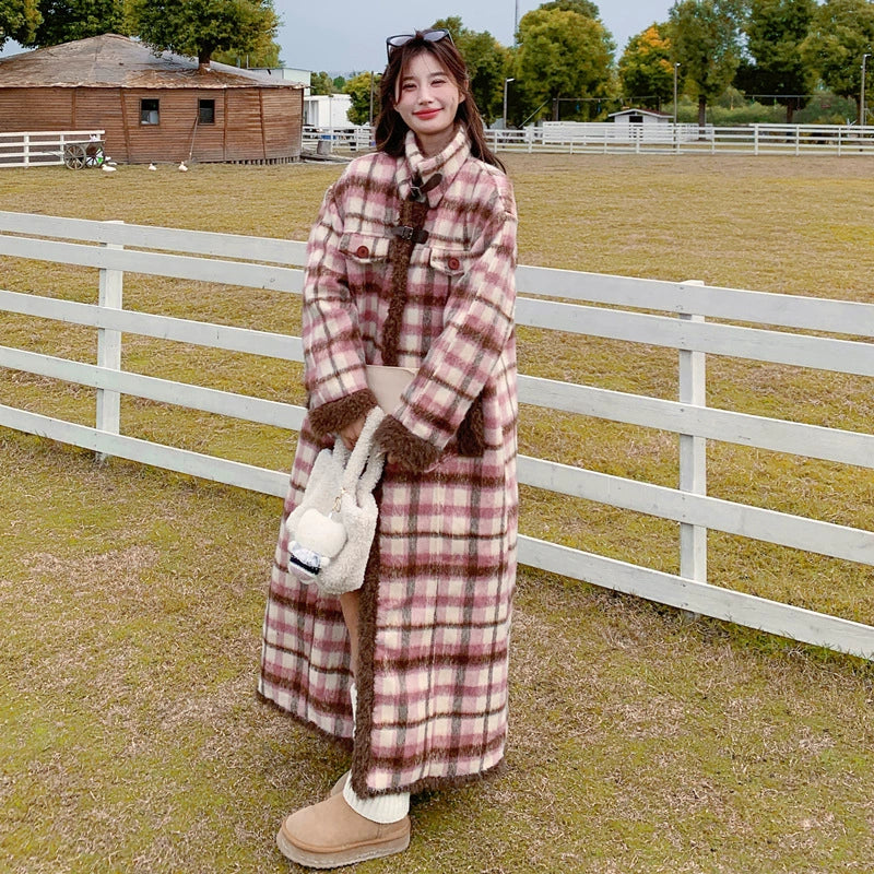 【アウター】春 秋 冬 韓国系 スイート ルーズ チェック 厚手 コート【JZシリーズ】