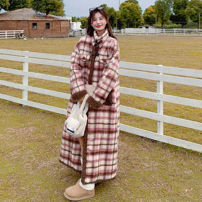 【アウター】春 秋 冬 韓国系 スイート ルーズ チェック 厚手 コート【JZシリーズ】