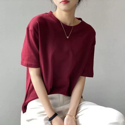 【トップス】無地 夏  ラウンドネック Tシャツ