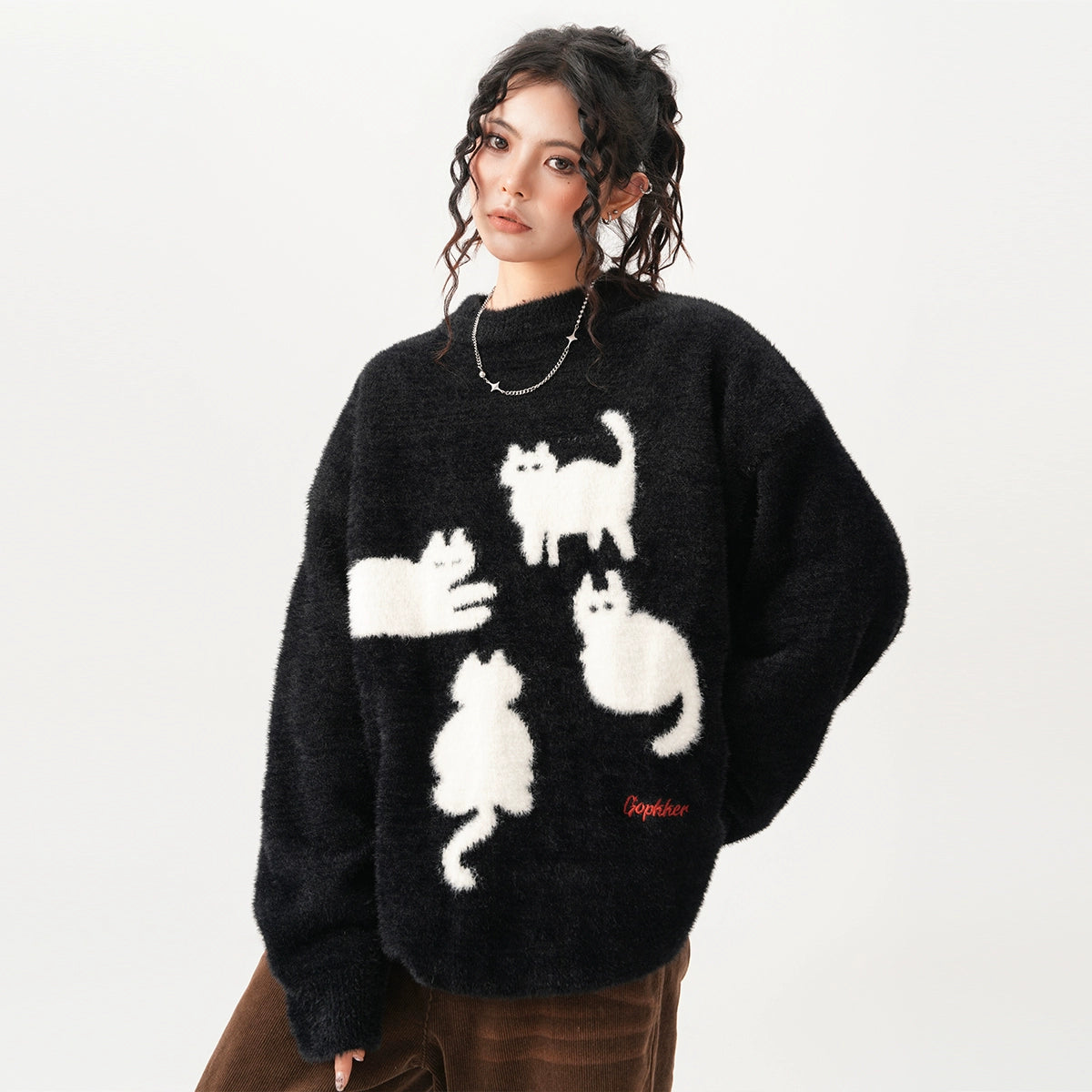 【トップス】春 秋 冬 モヘア 厚手 ニットプルオーバー ヘビーウェイト セーター 【FCシリーズ】