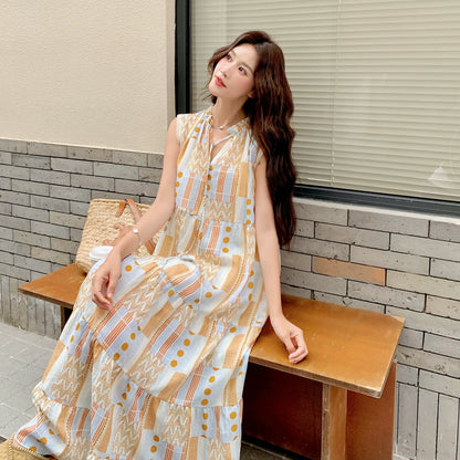 【ワンピース】ノースリーブワンピース レディース 夏新作 ナチュラル リラックスシルエット 体型カバー ロング丈【SHシリーズ】