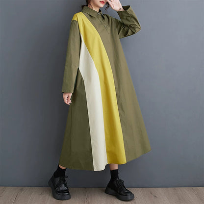 【60%OFF⭐️早い者勝ち】【ワンピース】ゆったり 大きいサイズ ピンチバック チュニックドレス シンプル カジュアル 通勤 スウィート 長袖 ワンピース【JZシリーズ】