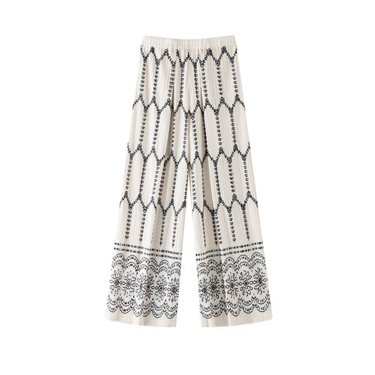 【ボトムス】花柄 レトロ 民族風 プリント ワイドパンツ【SHシリーズ】