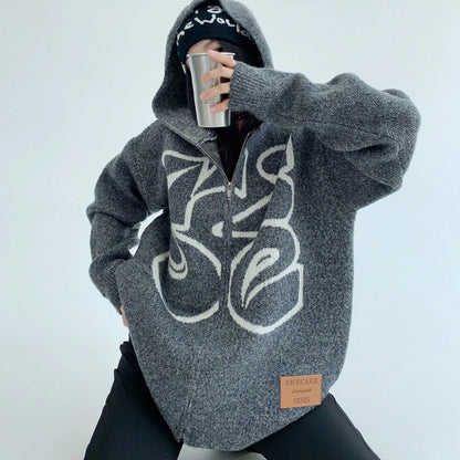 【24AW】【15～20日内発送】【アウター】トレンドアイテム 高級感 ジャカード 厚い保温 ニットセーター ジャケット【FCシリーズ】