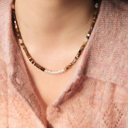 【🎁 B2G1｜先行スタート！】【グッズ】S925純銀×タイガーアイリングネックレス｜女性向け上質で小ぶりな高級感のあるチョーカー