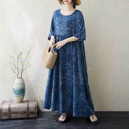 【ワンピース】ヴィンテージ風 花柄ワンピース レディース 夏 半袖 Aライン ノースリーブ ゆったりシルエット 大人可愛い【SHシリーズ】