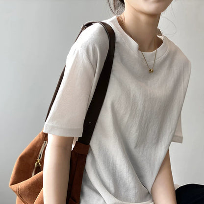 【トップス】無地 夏  ラウンドネック Tシャツ