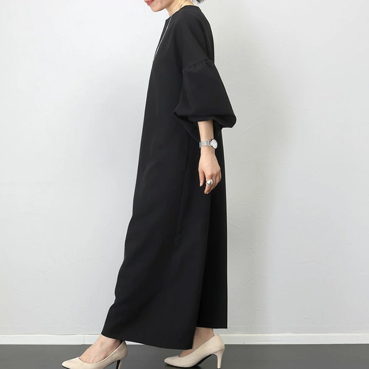 【24AW】【ワンピース】INS 日系 シンプル 着痩せ 長袖ワンピース