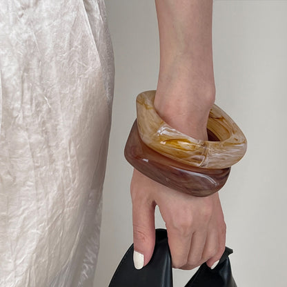 【🎁 B2G1｜先行スタート！】【グッズ】アクリル 幅広 ジャパニーズ＆コリアン レトロ ミニマル ファッション 樹脂 バングル