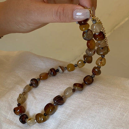 【🎁 B2G1｜先行スタート！】【グッズ】ヴィンテージ風 ビーズ チタン鋼 ネックレス  チョーカー