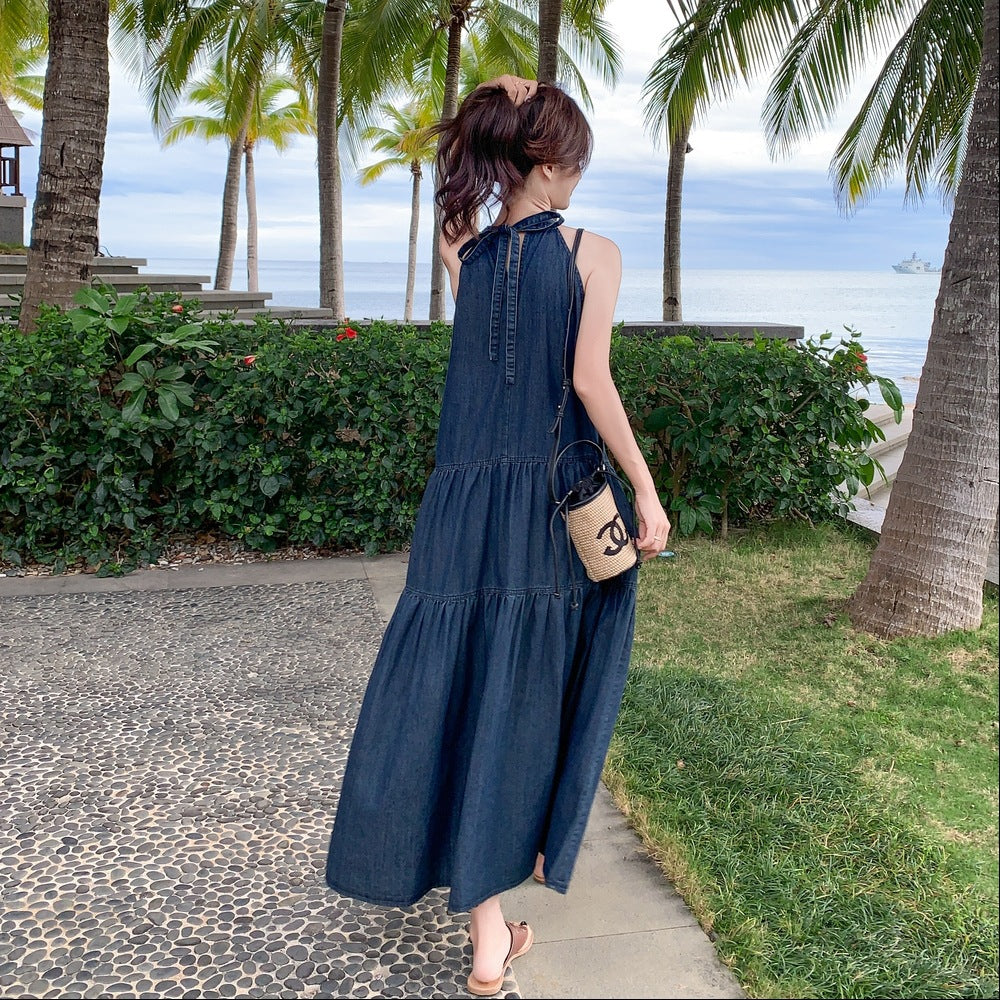 【ワンピース】夏 フレンチ温柔風 スウィート 韓国系 スリム効果 ノースリーブワンピース