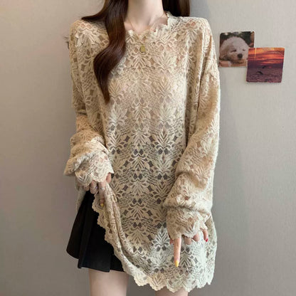 【トップス】レース クロッシェ カットワーク 着痩せ 大きいサイズ Ｔシャツ【SHシリーズ】