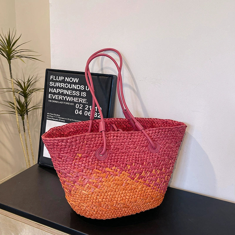 10色展開【バッグ】大容量 通勤 トートバッグ 夏新作 ビーチ旅行リゾート 編みバッグ ショルダーバッグ