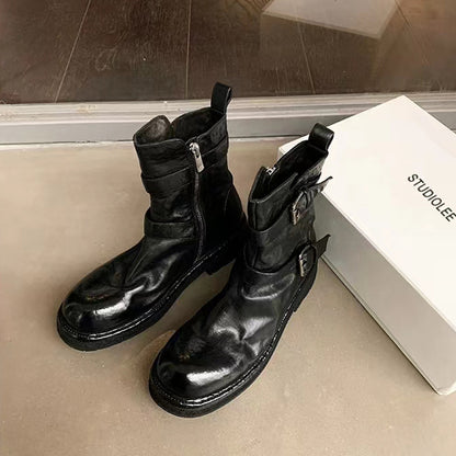 【シューズ】春秋冬 レトロ ヴィンテージ加工 ブーツ シューズ