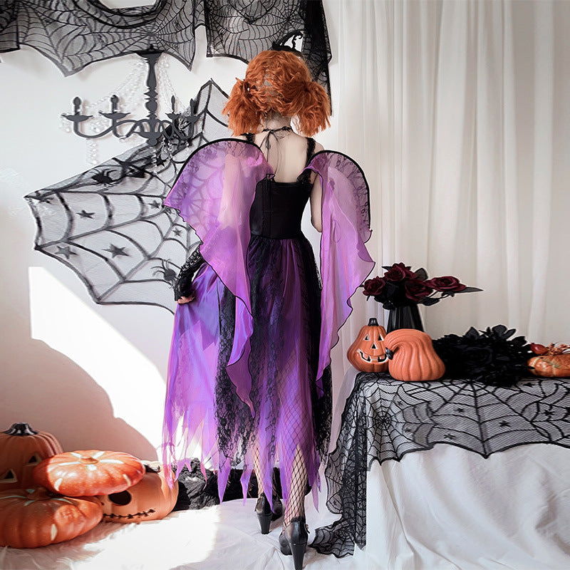 【ハロウィン】大人用コスプレ・ダークエンジェル・ゴーストブライド・ヴァンパイアクイーン・パープル魔女ワンピース