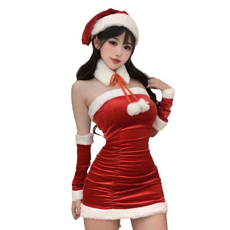 【クリスマス】タイトミニワンピース ベロア セクシー コスプレ衣装 ステージ服