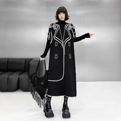 【ワンピース】 半ハイネック 長袖 ニットワンピース レディース 秋冬 ゆったり ロング丈【AHシリーズ】