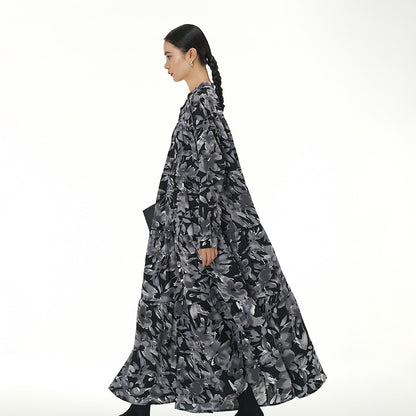 【ワンピース】春 秋 冬 花柄 プリント 長袖 ティアードワンピース 【SHシリーズ】