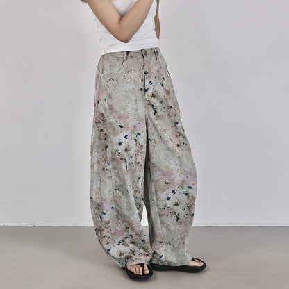 【ボトムス】夏 ムラ染め セーバーパンツ風 	デニム  バナナパンツ 【SHシリーズ】